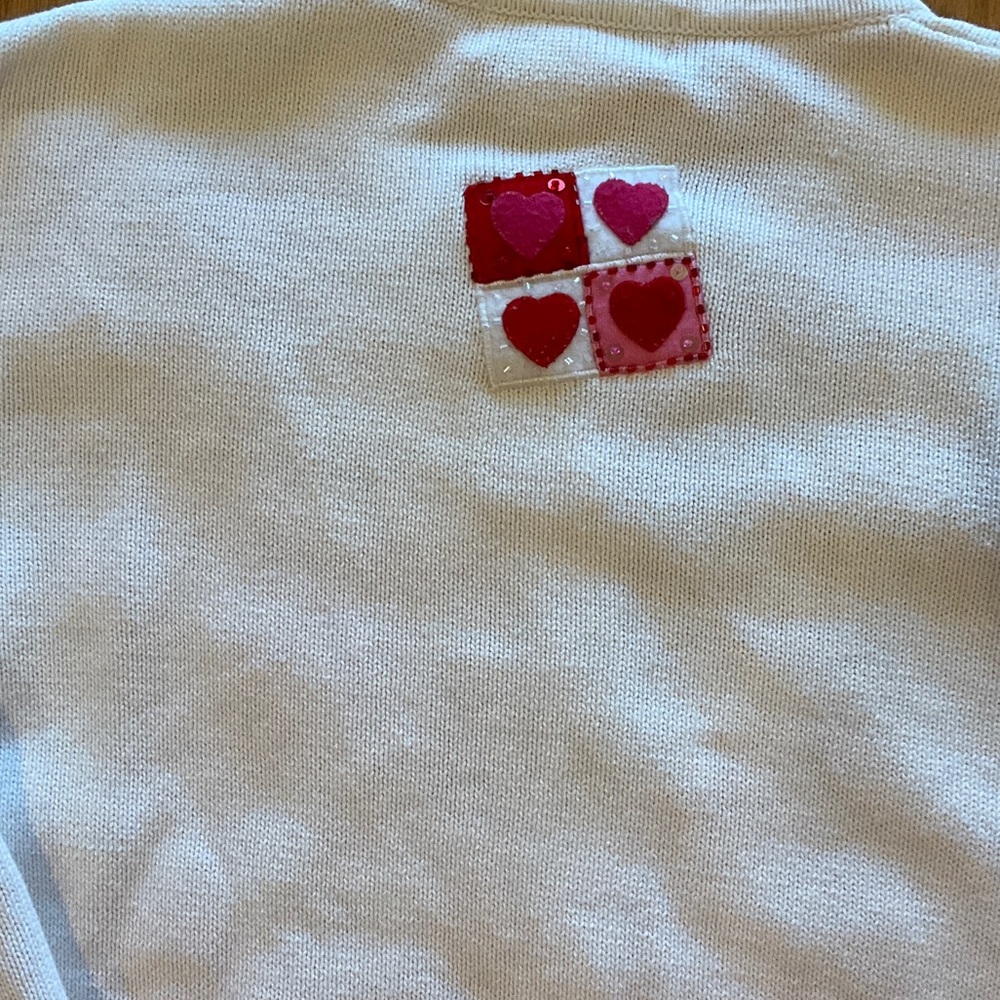 Jack B. Quick large embroidered sequined pearled Valentine cardigan sweater - Picture 14 of 15